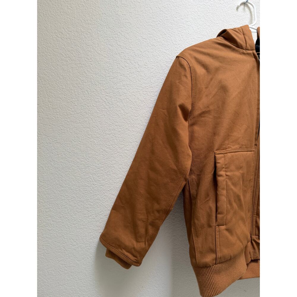 Carhartt Quilted Lined Hooded Jacket Boys Size Large (14-16) Tan Vintage Cotton - Picture 11 of 16